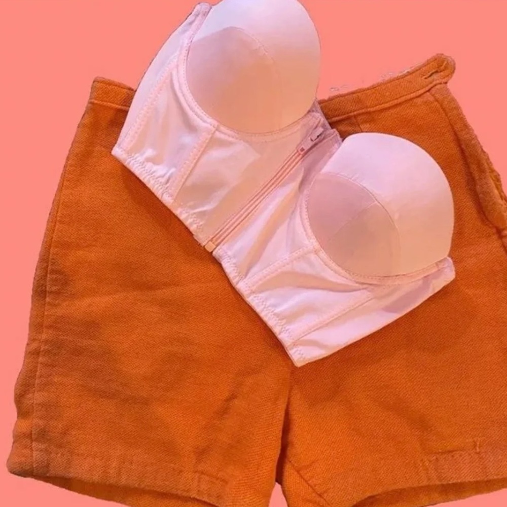 Pink zip up bustier top